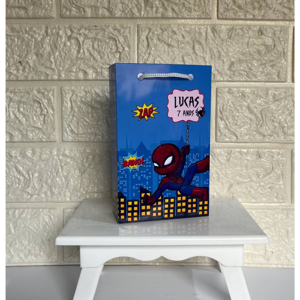 (PEGUE E MONTE) - Sacolinha Personalizada Homem Aranha Cute  | Sacolinha Surpresa Homem Aranha Baby