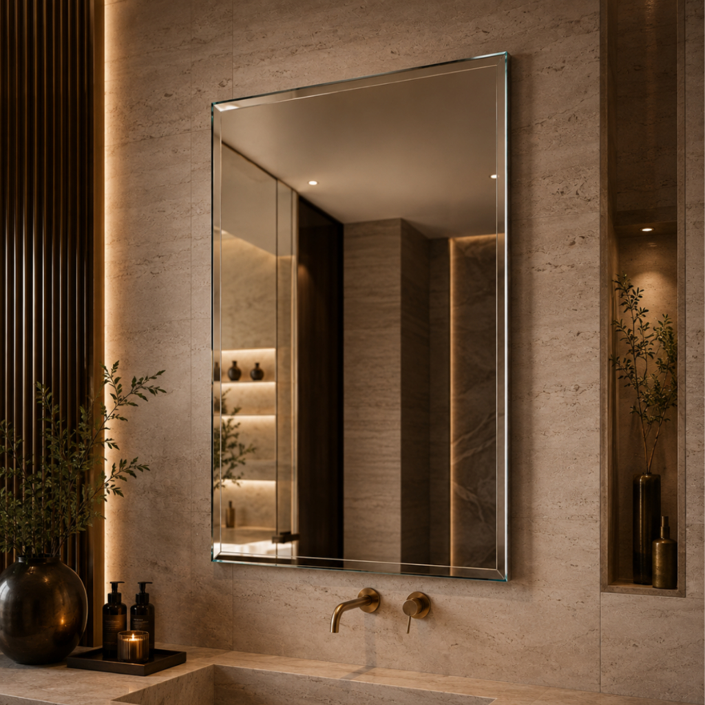 Espelho Mirano Paris 80x40cm Bisotê Grande Moderno Banheiro Lavabo Quarto Parede Decorativo Luxo