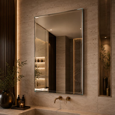 Espelho Mirano Paris 80x40cm Bisotê Grande Moderno Banheiro Lavabo Quarto Parede Decorativo Luxo