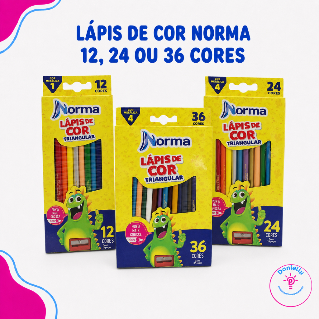 Lápis de Cor Norma  12/24/36CRS – Triangular ou Sextavado | Ponta Macia e Resistente