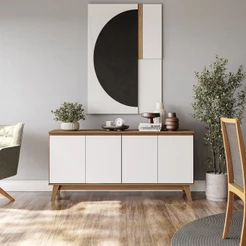 Aparador Kappesberg 4 Portas Canela/Branco 156cm