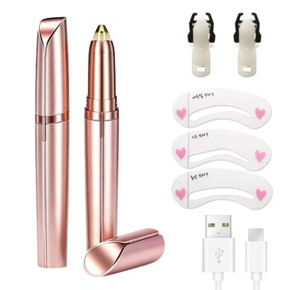 1/2/3/5 Caneta Depiladora Sobrancelha, Nariz e Buço Elétrica USB, com moldes para sobrancelha e peças de reposição
