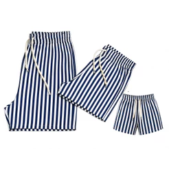 Kit familia 3 shorts feminino masculino infantil mauricinho patricinha moda verão praia pais e filho listras