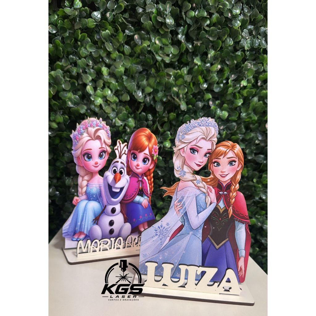 Frozen Cut Lembrancinhas Centro de mesa Personalizado com nome para aniversário em MDF adesivado Cand color, olaf Elsa