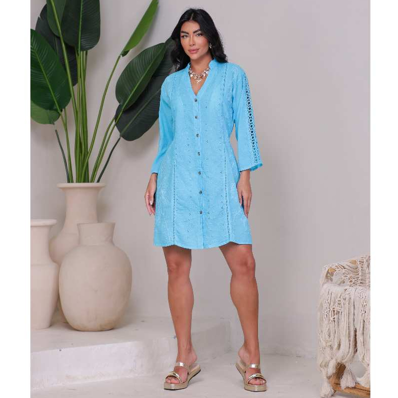 Túnica indiana bordada c/ amarração Plus Size