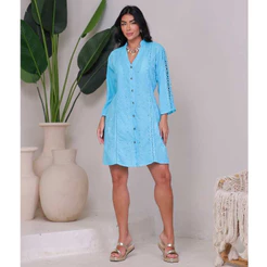 Túnica indiana bordada c/ amarração Plus Size
