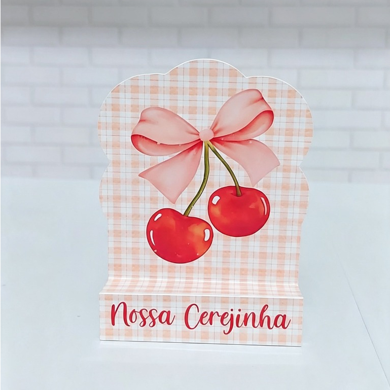 Cerejinha - Porta Bis Duplo Personalizado/PEGUE e MONTE/Aniversario/Lembrancinha/Festa