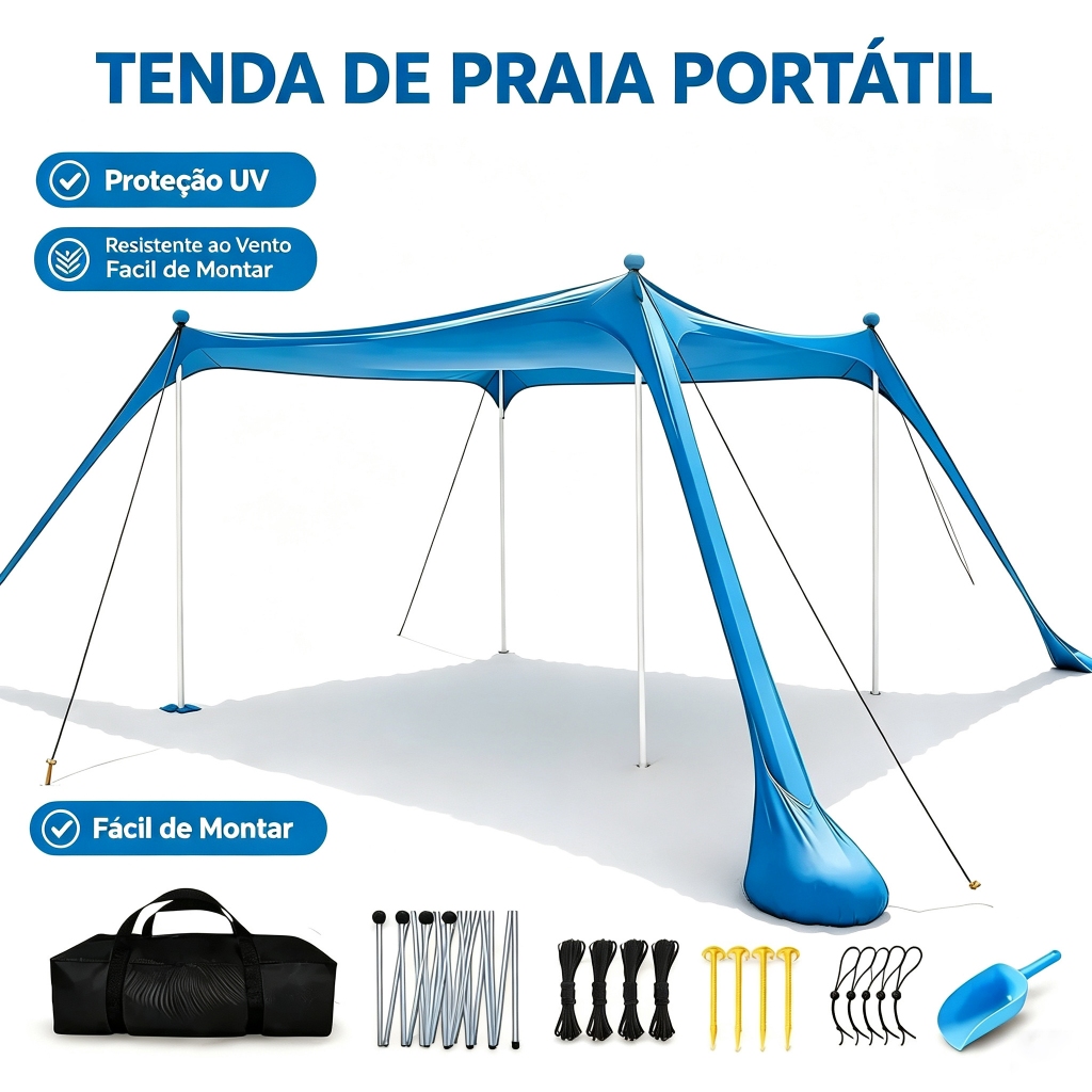 Tenda 200*200*150cm Barraca Portatil Praia Prova Vento De Camping Cabana Dobrável Bolsa Transporte Domus Vita Acampament