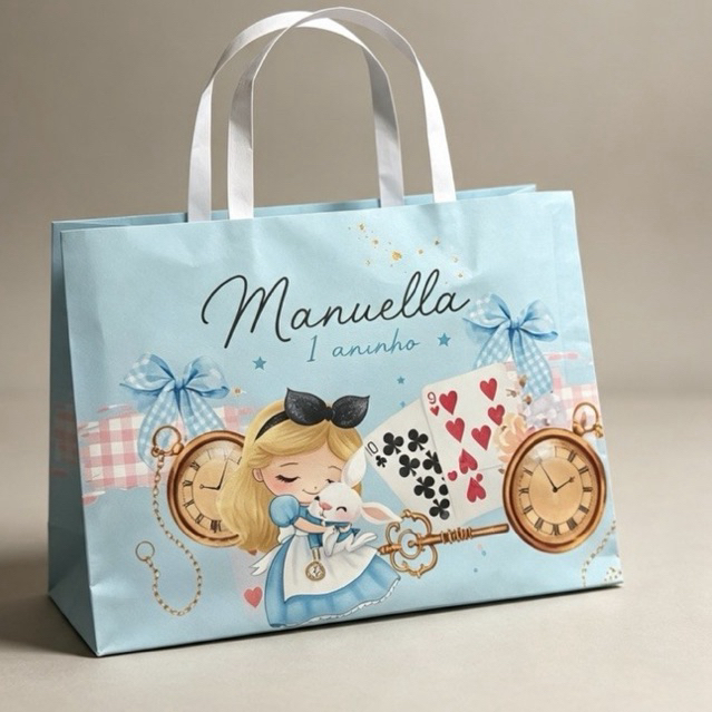 Kit Sacolinhas Personalizadas Festa Alice no Pais das Maravilhas Aniversário infantil