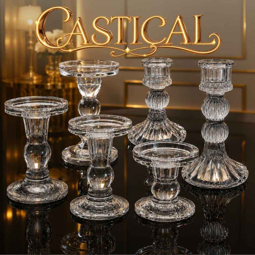 Candelabros Castiçal Vidro e Porta Velas Decorativo Elegante de Luxo