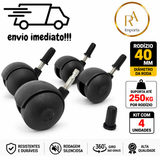 Kit 4 Rodízios 40mm Giratórios Para Móveis Cama Box