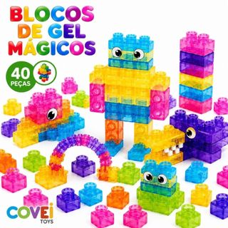 Blocos de Montar Magic Gummy Bloc 40 Peças Squishy Coloridos Brinquedo Educativo Criativo Infantil