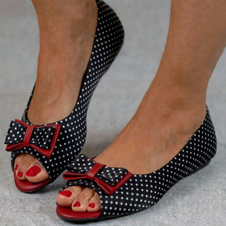 Sapatilha Feminina Peep Toe com Laço POÁ PEQUENO Aberta Confortável