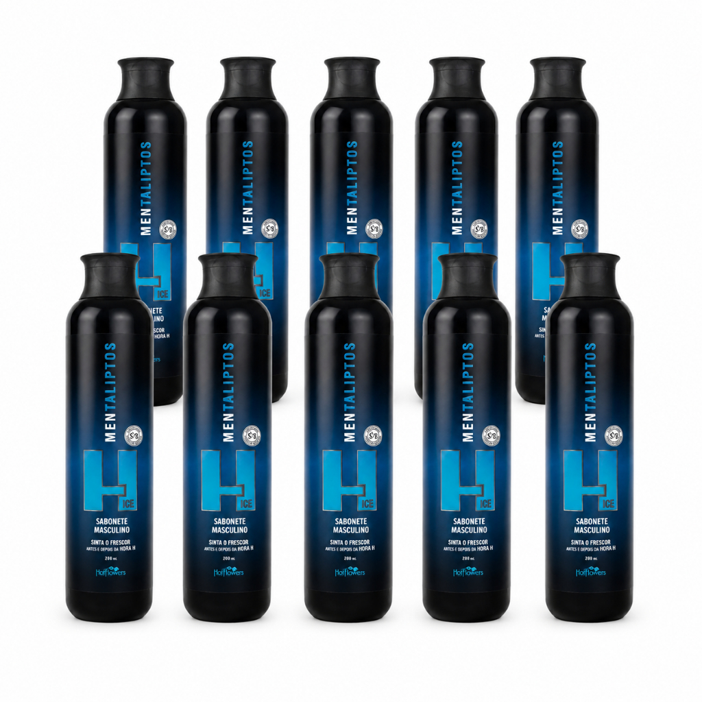 Kit 10 Sabonete Líquido Íntimo Masculino H Ice 200ml Refrescante Hot Flowers