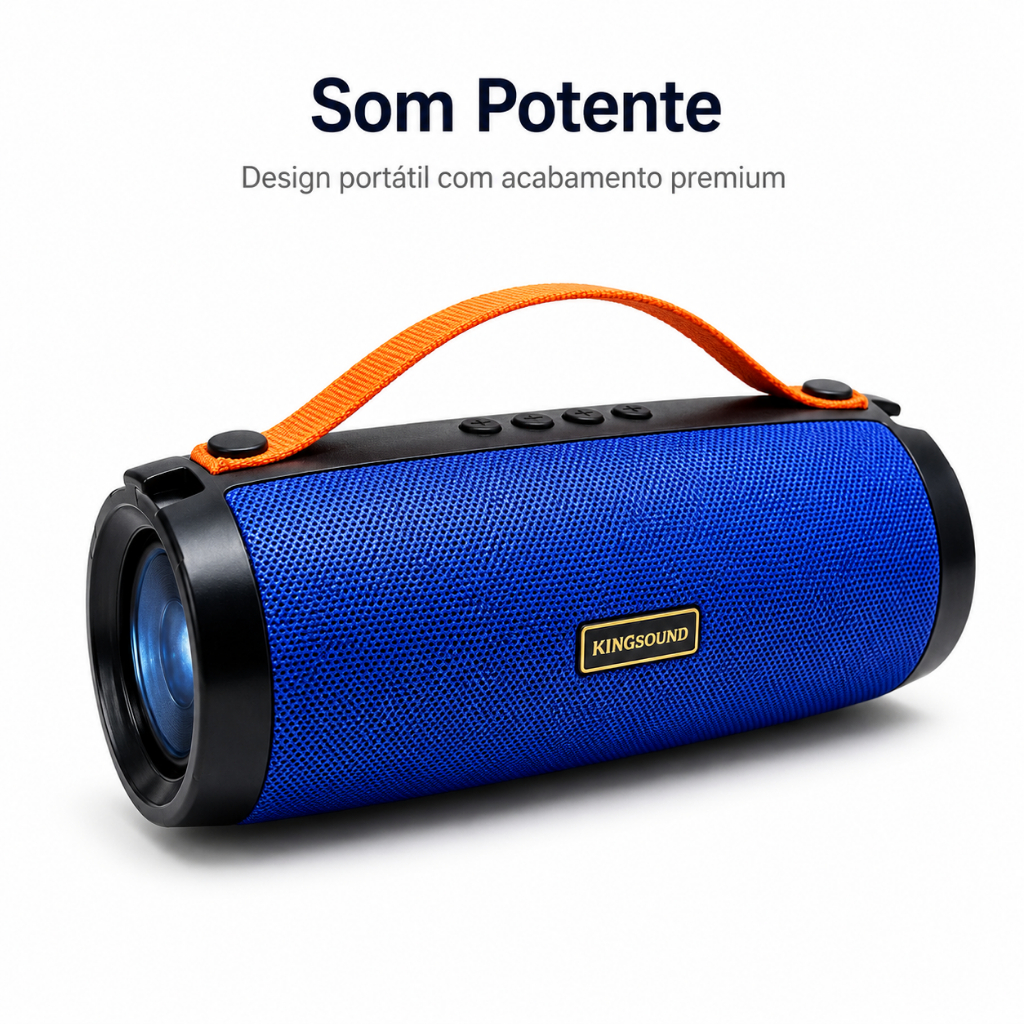 Caixa de Som Bluetooth 5.1 Portátil KM-202 10W Estéreo Rádio FM USB Cartão TF Viva-Voz com Alça