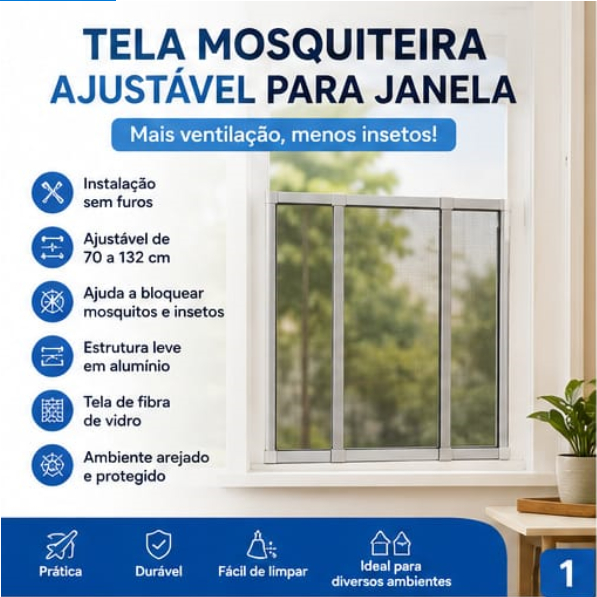 Tela Contra Dengue Regulável p/ Janela Apartamento