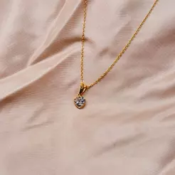 Colar Feminino Prata 925 e Banho Ouro 18K Delicados Pingente Coração Gota Redondo