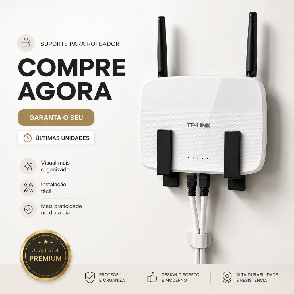 Suporte Roteador Parede Adesivo Sem Furo Organizador WiFi Internet Modem Universal Fita Dupla Face 3M