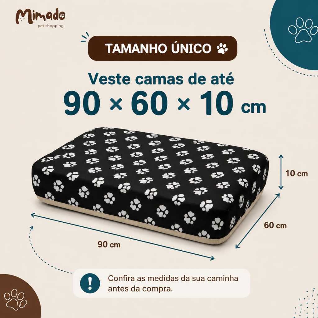 Kit 2 Mantas Pet com Elástico para Caminha e Colchonete 80x55 ou 90x60 Laváveis — imagem 2 de 2