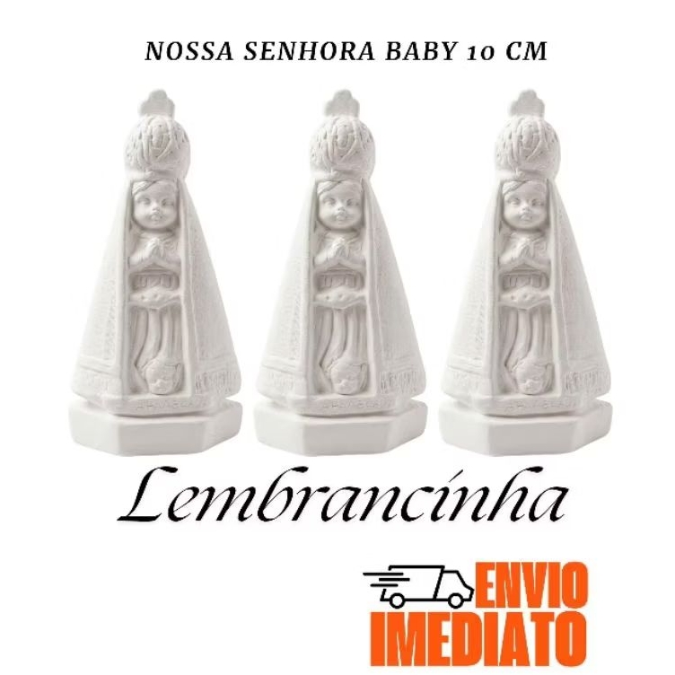 Imagem Nossa Senhora Aparecida Baby 10 cm Kit com 40 unidades Gesso