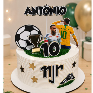 Topo Topper de bolo tema futebol- Neymar Junior Santos