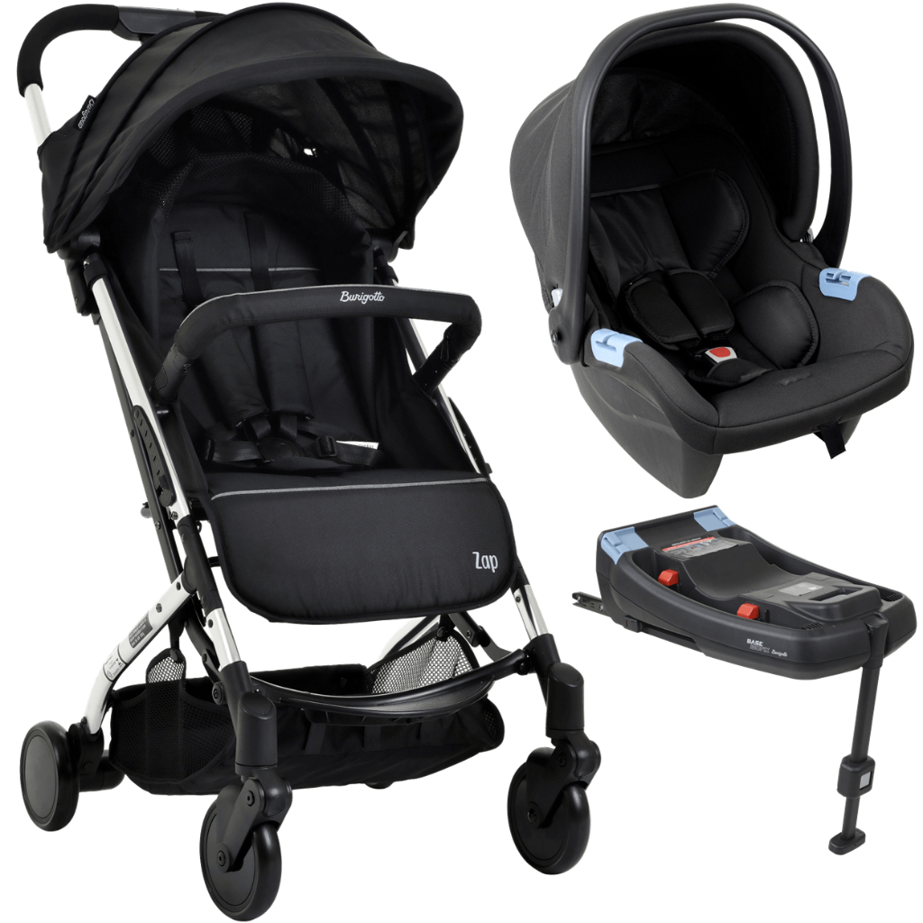 Carrinho de Bebê + Bebê Conforto + Base ISOFIX Zap Metal Prata - Burigotto Dobravel