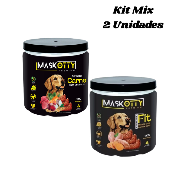 Kit Mix bifinhos Maskotty Frango FIT e Carne com Vegetais