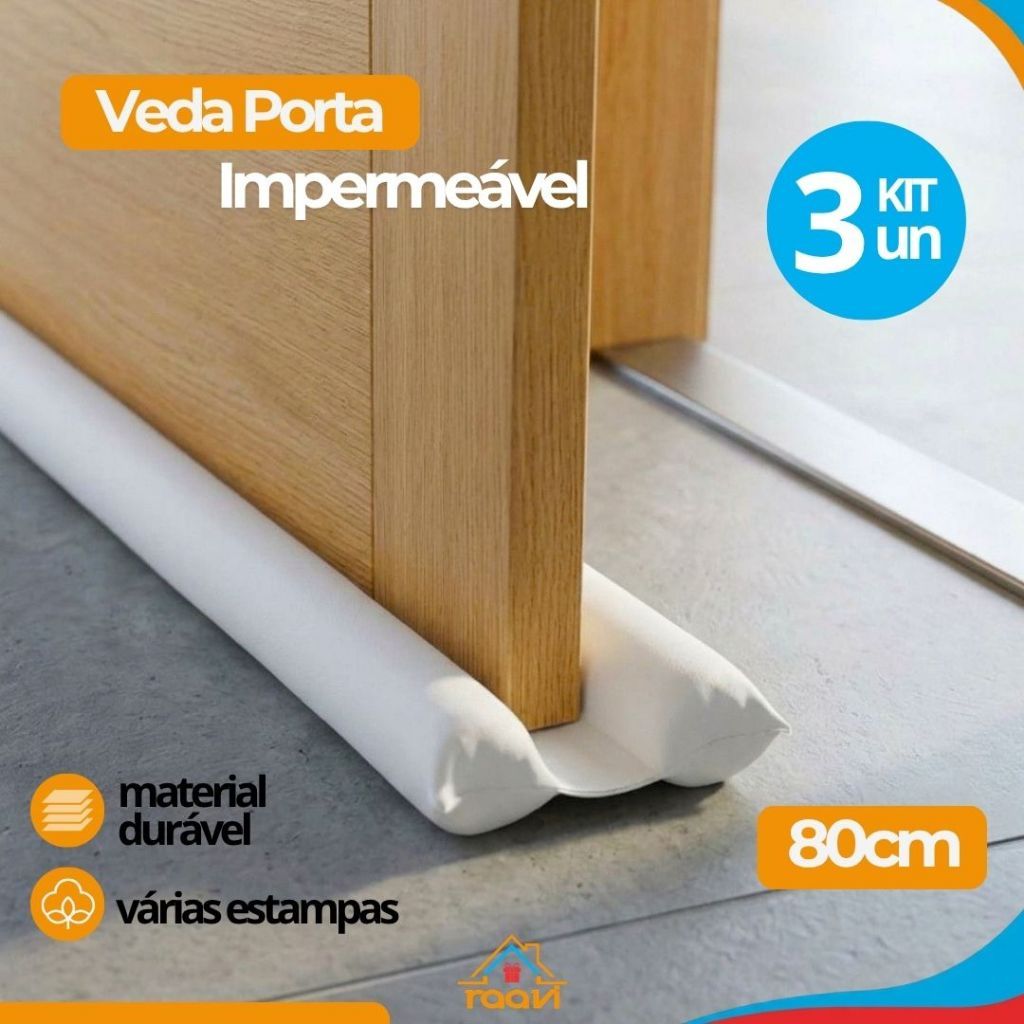 Veda Porta Premium Microfibra 80cm 90cm Branco  Protetor Anti Insetos
