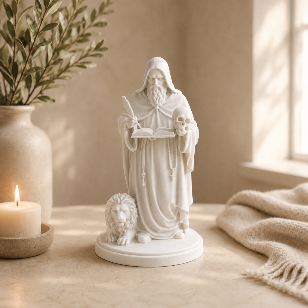 São Jerônimo Imagem Católica Religiosa Decorativa para Altar Cantinho de Oração Presente