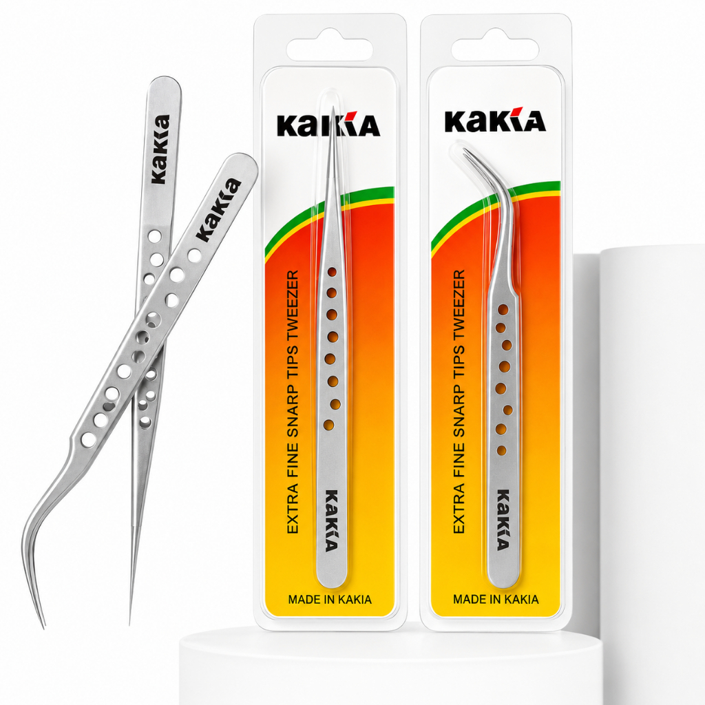 Kit 2 Pinças De Precisão Ponta Reta + Ponta Curva Pinça Anti-estática Ponta Reta Precisão Inoxidável Reparo De Celular