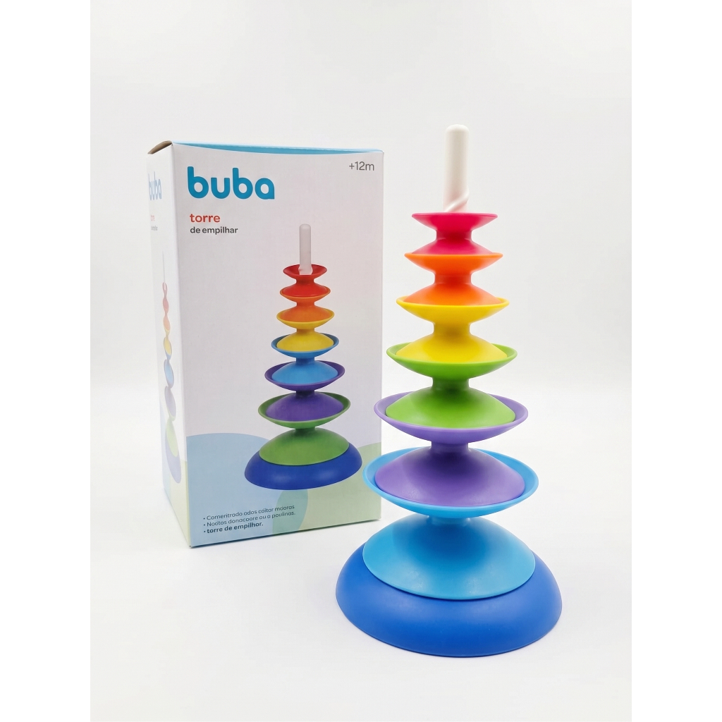 Buba torre de empilhar brinquedo interativo educativo para bebê criança 12 meses presente giratório encaixe sensorial