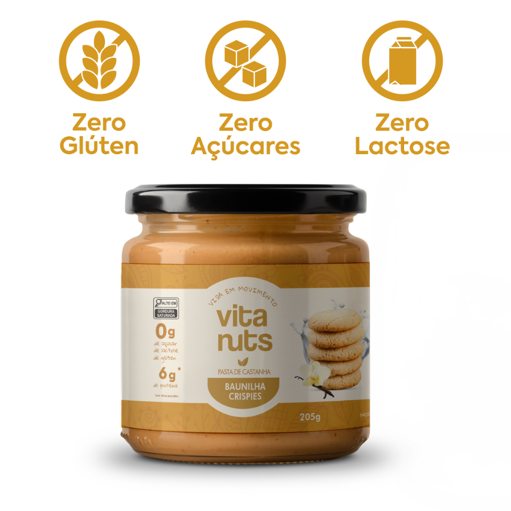Pasta de castanha Vitanuts Sabor Baunilha Crispies