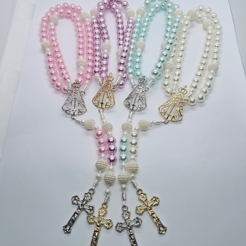 Terço De Pérolas Nossa Senhora Aparecida Católico Artesanal
