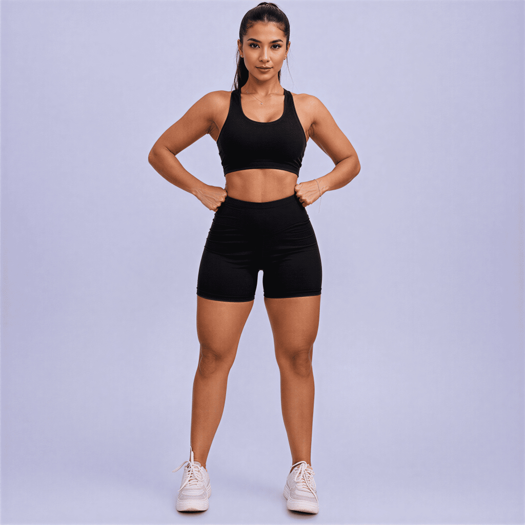 Conjunto Short Fitness CinturaAlta Suplex Zero Transparência Academia Feminino Modelador Conforto Empina Bumbum