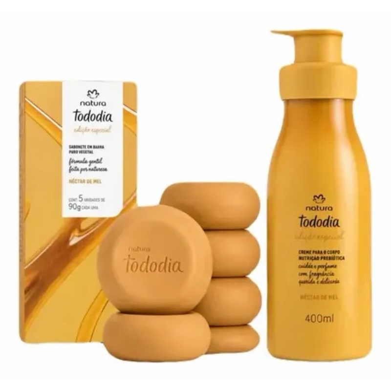 Kit Natura Tododia Néctar de Mel - Hidratante Corporal 400ml + Caixa com 5 Sabonetes em Barra 90g