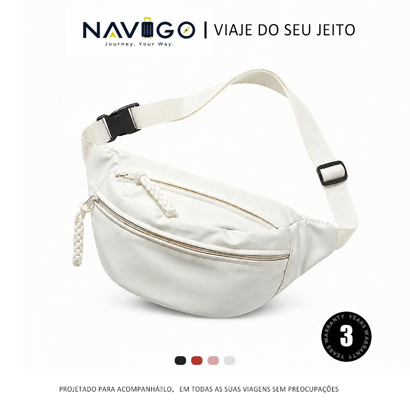 NAVIGO Pochete Cintura Transversal Poliéster Multicores Bolsa Peitoral Casual Esporte Porta Celular Ajustável