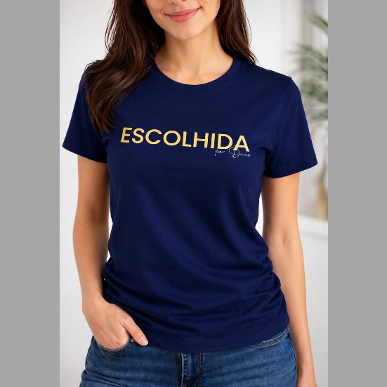 Camiseta Escolhida por Deus Camisa Evangélica Blusa Básica Leve e Confortável
