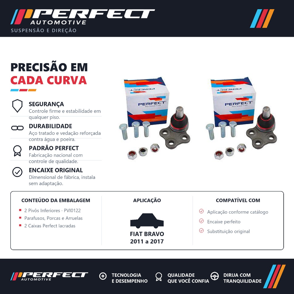Par Pivo de suspensao FIAT BRAVO 2011 a 2017 PERFECT