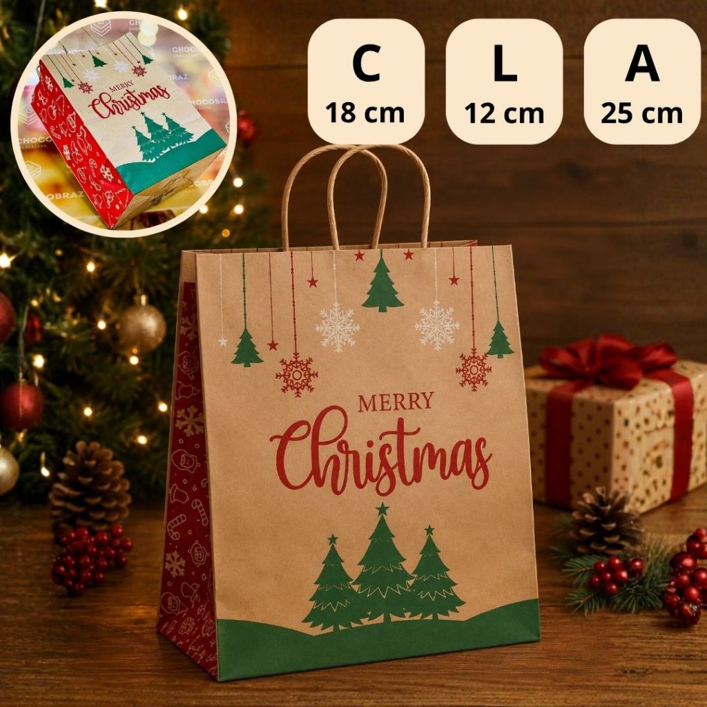 10 SACOLA NATAL (PP) - NATAL KRAFT ID5090 (NATAL IDEIA 2025) (CHOCO) · foto 2