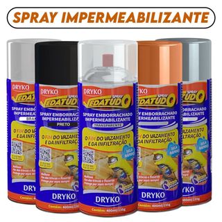 Impermeabilizante Borracha Liquida Spray 400 ml Dryko Vedatudo Veda Telhas Rufos Calhas Cores