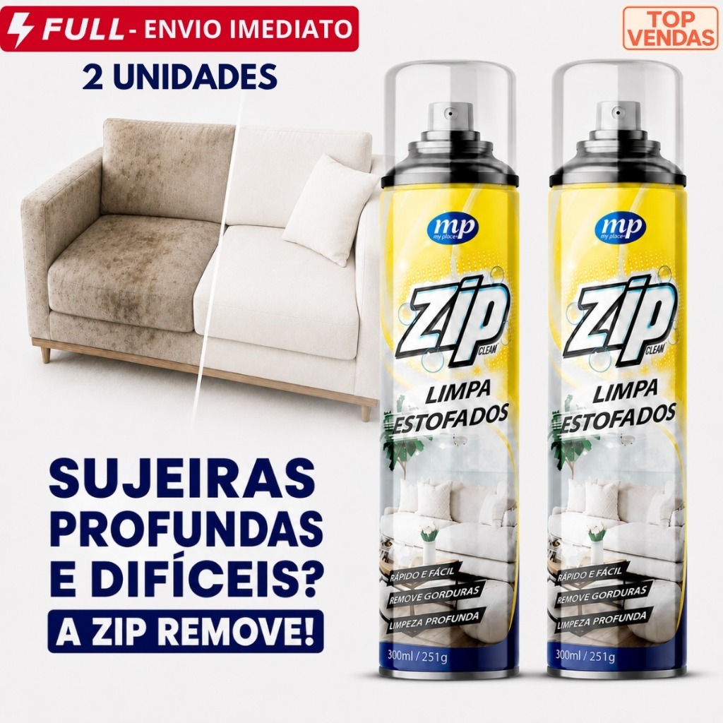 Limpa Estofados Spray Zip 300ml My Place Carro Sofá Tapete Colchão Almofada