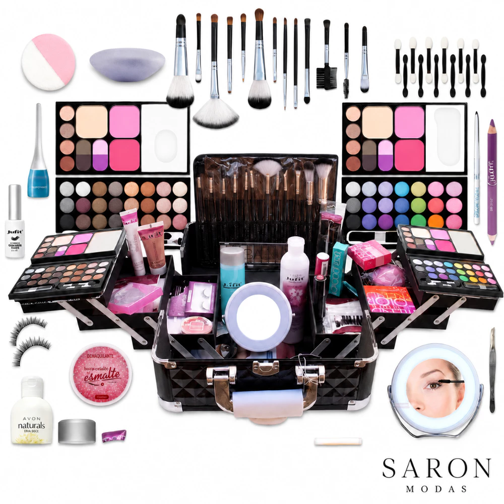 Maquiagem kit de maquiagem super top com 20 itens maravilhoso para vc arrasar,blush,batom,gloss,iluminador,corretivo,pin