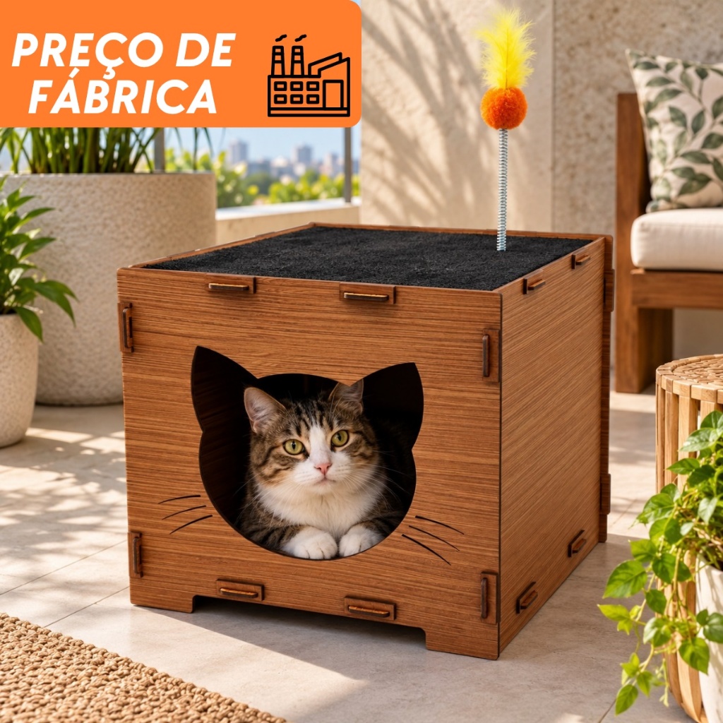 Nicho Toca Casinha Para Gato Mdf Com Carpete Arranhador Playgroud