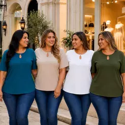 kit 4 blusas básicas com manga curta plus size confortáveis e estilosas várias cores