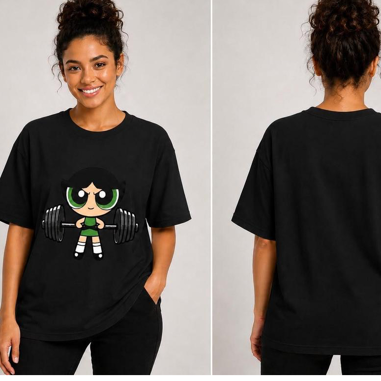 Camiseta Oversized Meninas Super Poderosas Academia Treino Feminina 100% Algodão 30.1