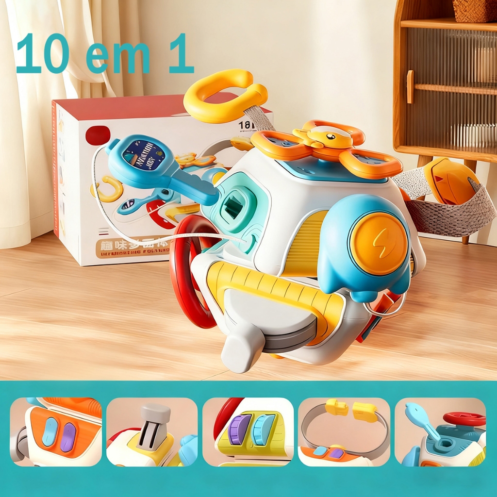 Brinquedo Cubo Sensorial 10 em 1 Educativo Estímulo Motor TEA