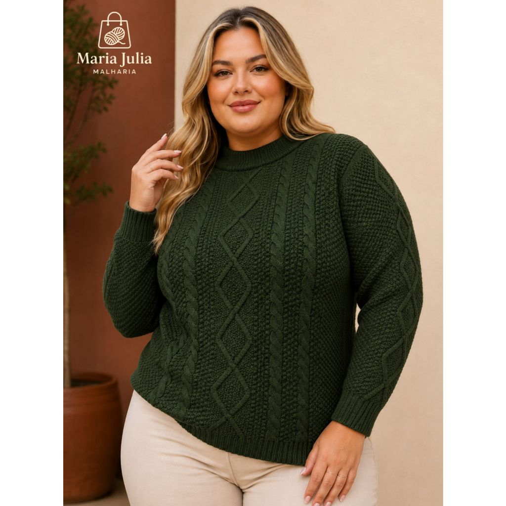Blusa de Frio Feminina Tricot Elegante Manga Longa Básica Gola Redonda Canelada Tricô Moda Inverno