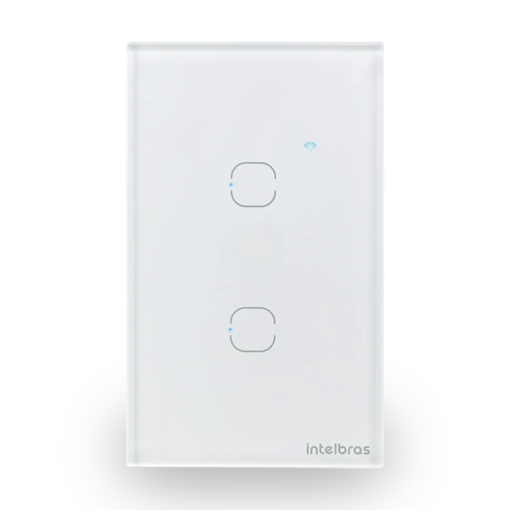 Interruptor Touch 2 Botões EIW 1002 Branco Intelbras Sistema Inteligente Led Compatível com Alexa