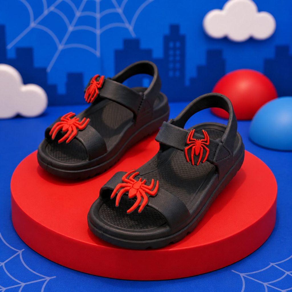 Sandália Infantil Menino Verão Velcro Ajustável Leve Confortável Antiderrapante com Apliques
