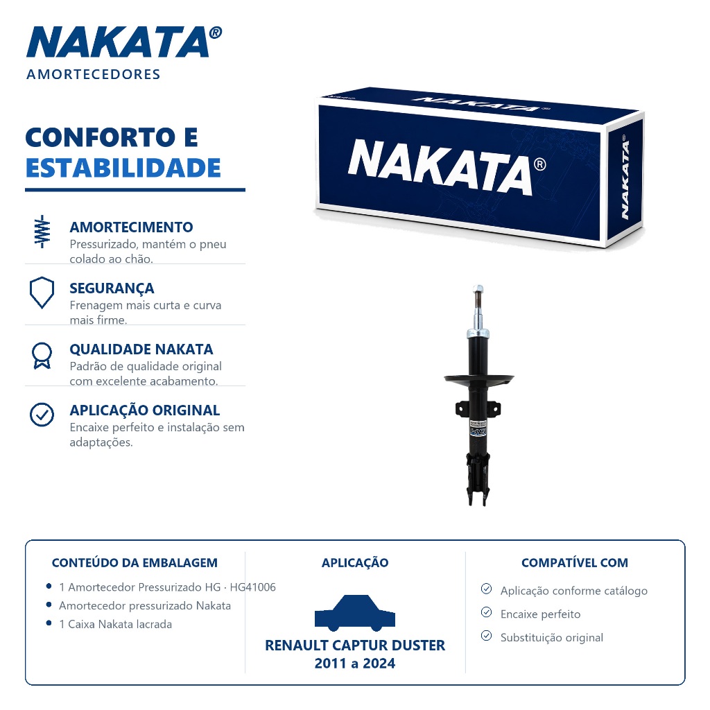 Amortecedor Dianteiro Renault Captur Duster 2011 a 2024 Nakata HG41006